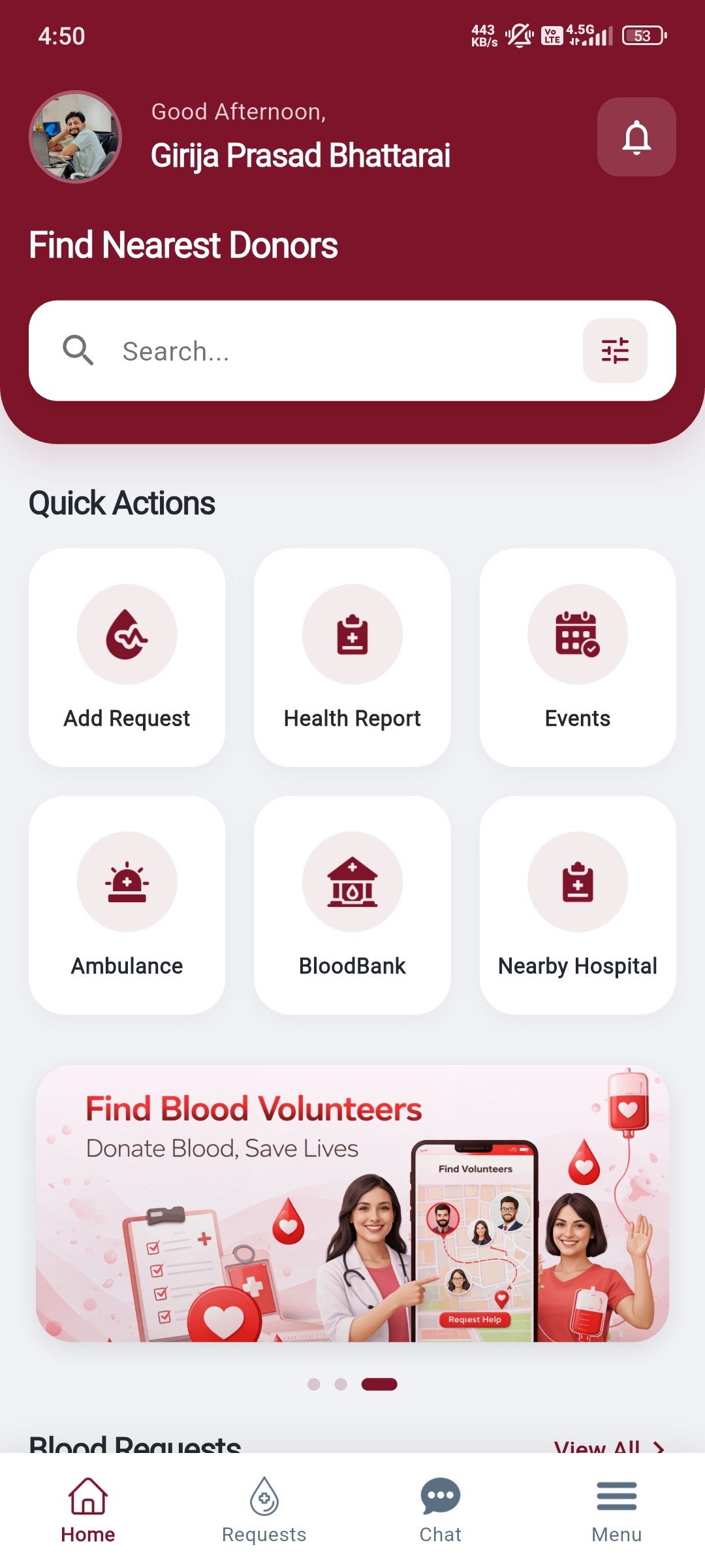 Nepali Blood Donors Mobile App screenshot